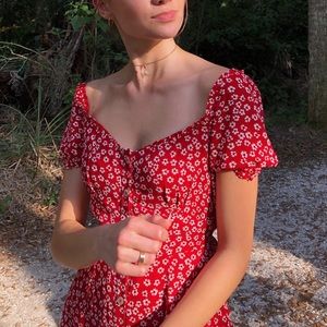 Abercrombie red floral mini dress